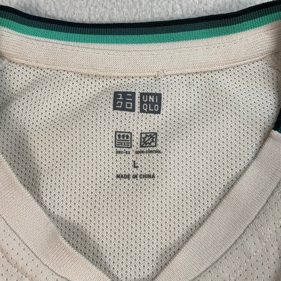 Uniqlo Roger Federer Tennis Polo Men's L Cream RF 2021 Doha Dubai Qatar Henley - Picture 3 of 16